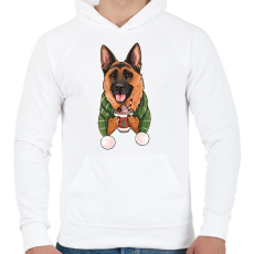 PRINTFASHION Németjuhász - Férfi kapucnis pulóver - Fehér