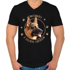 PRINTFASHION Németjuhász - Legjobb barátom - Férfi V-nyakú póló - Fekete férfi póló