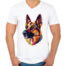 PRINTFASHION Németjuhász Portré - Férfi V-nyakú póló - Fehér