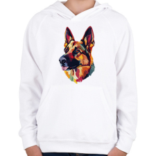 PRINTFASHION Németjuhász Portré - Gyerek kapucnis pulóver - Fehér gyerek pulóver, kardigán