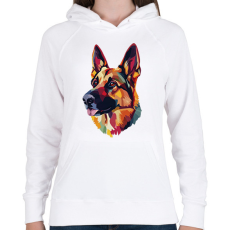 PRINTFASHION Németjuhász Portré - Női kapucnis pulóver - Fehér
