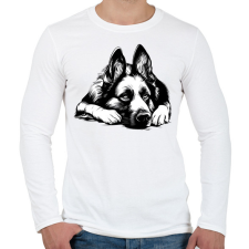 PRINTFASHION Németjuhász Sziluett - Férfi hosszú ujjú póló - Fehér férfi póló