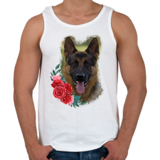 PRINTFASHION Németjuhász virággal - Férfi atléta - Fehér atléta, trikó