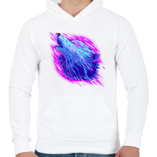 PRINTFASHION Neon farkas - Férfi kapucnis pulóver - Fehér