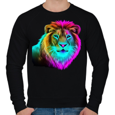 PRINTFASHION Neon oroszlán  - Férfi pulóver - Fekete férfi pulóver, kardigán