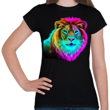 PRINTFASHION Neon oroszlán - Női póló - Fekete női póló