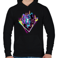 PRINTFASHION Neon tigris - Férfi kapucnis pulóver - Fekete
