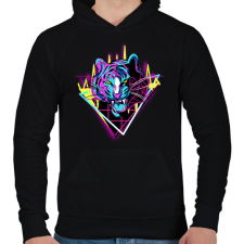 PRINTFASHION Neon Tigris - Férfi kapucnis pulóver - Fekete férfi pulóver, kardigán