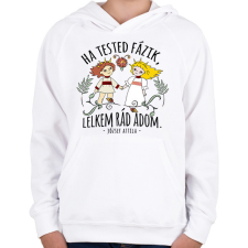 PRINTFASHION Népmese ha tested fázik lelkem rád adom - Gyerek kapucnis pulóver - Fehér gyerek pulóver, kardigán