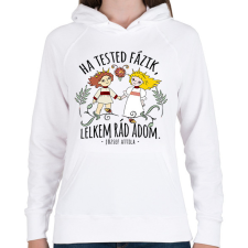 PRINTFASHION Népmese ha tested fázik lelkem rád adom - Női kapucnis pulóver - Fehér női pulóver, kardigán