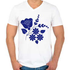 PRINTFASHION Népművészeti minta - Férfi V-nyakú póló - Fehér