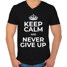 PRINTFASHION NEVER GIVE UP 2 - Férfi V-nyakú póló - Fekete