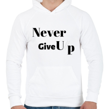PRINTFASHION Never Give Up - Férfi kapucnis pulóver - Fehér férfi pulóver, kardigán