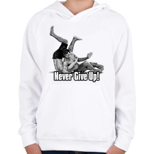 PRINTFASHION Never give up - Gyerek kapucnis pulóver - Fehér gyerek pulóver, kardigán