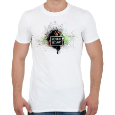 PRINTFASHION NEVER GIVEUP - Férfi póló - Fehér férfi póló