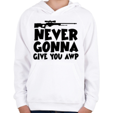 PRINTFASHION NEVER GONNA GIVE YOU AWP - Gyerek kapucnis pulóver - Fehér gyerek pulóver, kardigán