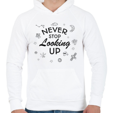 PRINTFASHION Never stop looking up - Férfi kapucnis pulóver - Fehér