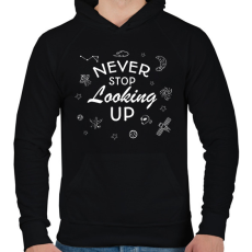 PRINTFASHION Never stop looking up (white) - Férfi kapucnis pulóver - Fekete