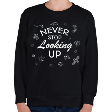 PRINTFASHION Never stop looking up (white) - Gyerek pulóver - Fekete gyerek pulóver, kardigán