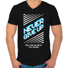 PRINTFASHION nevergiveup - Férfi V-nyakú póló - Fekete