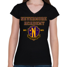 PRINTFASHION Nevermore Academy - Női V-nyakú póló - Fekete női póló