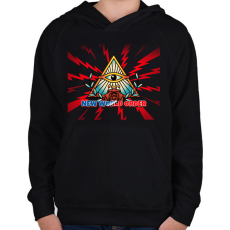 PRINTFASHION NEW WORLD ORDER - Gyerek kapucnis pulóver - Fekete