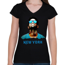 PRINTFASHION NEW YORK2 - Női V-nyakú póló - Fekete női póló