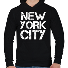 PRINTFASHION New York City - Férfi kapucnis pulóver - Fekete férfi pulóver, kardigán