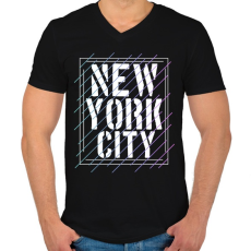 PRINTFASHION New York City  - Férfi V-nyakú póló - Fekete