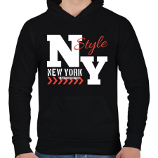 PRINTFASHION New York - Férfi kapucnis pulóver - Fekete férfi pulóver, kardigán