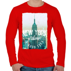 PRINTFASHION New York mindig jó ötlet - Férfi hosszú ujjú póló - Piros