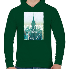 PRINTFASHION New York mindig jó ötlet - Férfi kapucnis pulóver - Sötétzöld férfi pulóver, kardigán