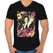 PRINTFASHION Nezuko Demon - Férfi V-nyakú póló - Fekete férfi póló