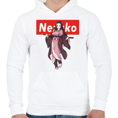 PRINTFASHION Nezuko - Férfi kapucnis pulóver - Fehér