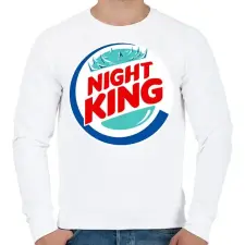 PRINTFASHION Nigh King - Férfi pulóver - Fehér férfi pulóver, kardigán
