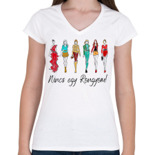 PRINTFASHION Nincs egy rongyom! - Női V-nyakú póló - Fehér női póló