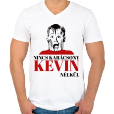PRINTFASHION Nincs karácsony Kevin nélkül - Férfi V-nyakú póló - Fehér