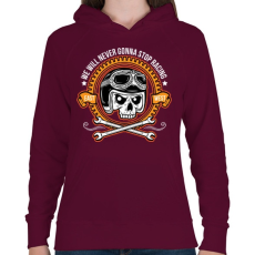 PRINTFASHION Nincs megállás - Női kapucnis pulóver - Bordó