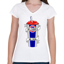 PRINTFASHION Nincs meggyes, nincs üzlet ST - Női V-nyakú póló - Fehér női póló
