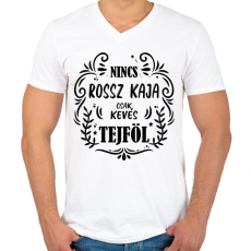 PRINTFASHION Nincs rossz kaja - Férfi V-nyakú póló - Fehér