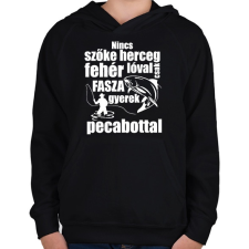 PRINTFASHION Nincs szőke herceg - Gyerek kapucnis pulóver - Fekete gyerek pulóver, kardigán