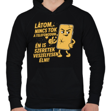 PRINTFASHION Nincs tok a telefonodon - Férfi kapucnis pulóver - Fekete férfi pulóver, kardigán