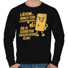 PRINTFASHION Nincs tok a telefonodon - Férfi pulóver - Fekete