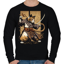 PRINTFASHION Ninja macska - Férfi pulóver - Fekete férfi pulóver, kardigán