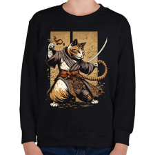 PRINTFASHION Ninja macska - Gyerek pulóver - Fekete gyerek pulóver, kardigán