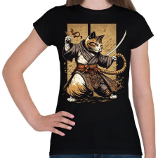 PRINTFASHION Ninja macska - Női póló - Fekete női póló