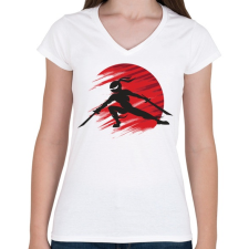 PRINTFASHION Ninja - Női V-nyakú póló - Fehér női póló