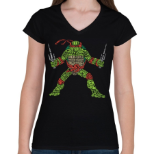 PRINTFASHION Ninja teknőc - Női V-nyakú póló - Fekete női póló