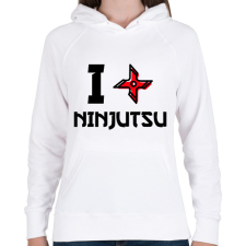 PRINTFASHION NINJUTSU - Női kapucnis pulóver - Fehér női pulóver, kardigán