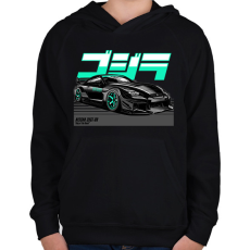 PRINTFASHION Nissan 35GT-RR - Gyerek kapucnis pulóver - Fekete